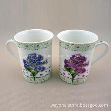 Porcelain Mugs with Flower Motif and 11oz Volume, Best Choice for Promotions and Gifts, Food Safe